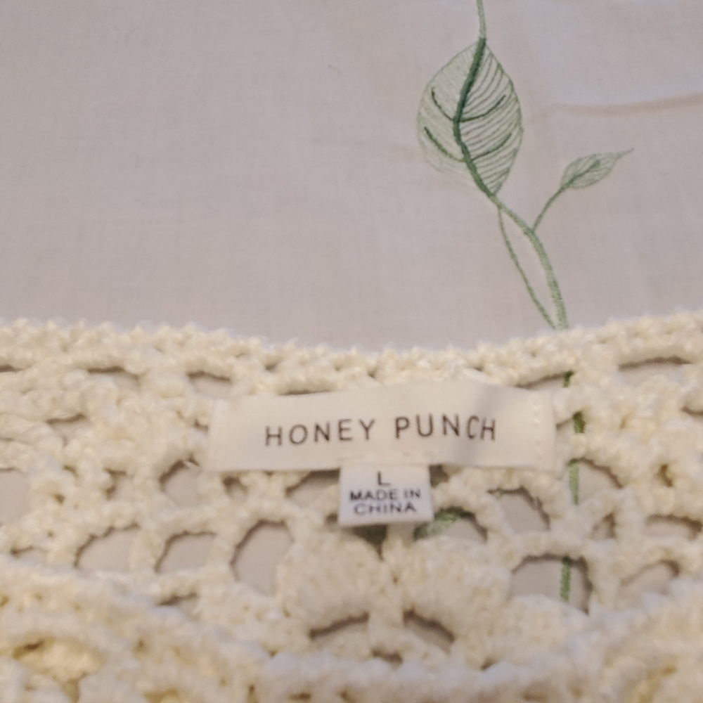 Cream color crochet long sweater